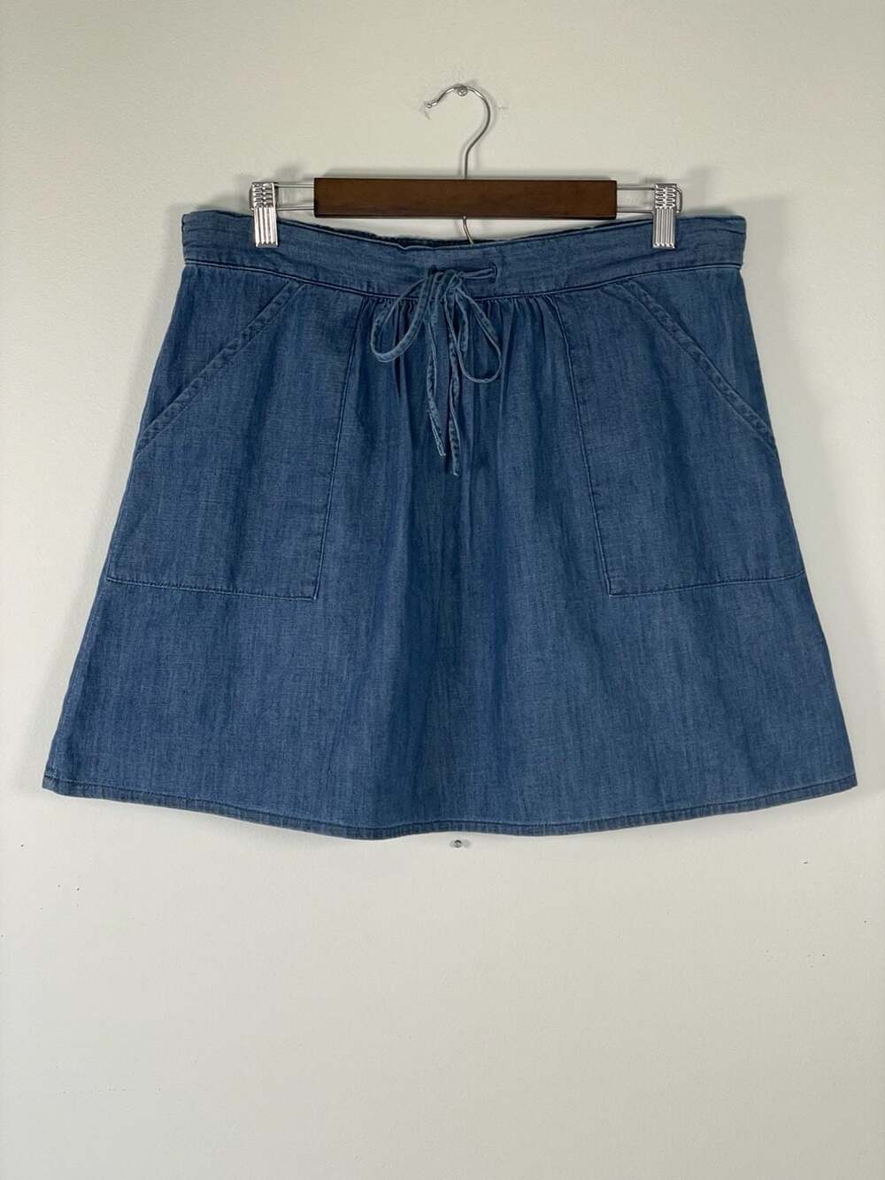 Draper James Drawstring Waist Chambray 100% Cotton Skirt Sz L